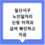 일산서구 노인일자리 신청 자격과 급여 확인하고 지금 바로 접수하기