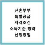 신혼부부 특별공급 자격조건 소득기준 청약 신청방법