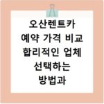 오산렌트카 예약 가격 비교 합리적인 업체 선택하는 방법과 꿀팁 정보