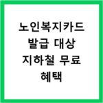 노인복지카드 발급 대상 지하철 무료 혜택