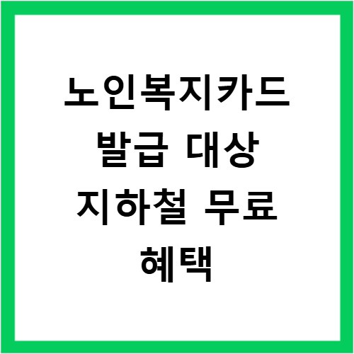노인복지카드 발급 대상 지하철 무료 혜택