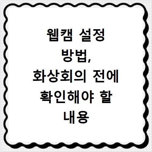 웹캠 설정 방법, 화상회의 전에 확인해야 할 내용