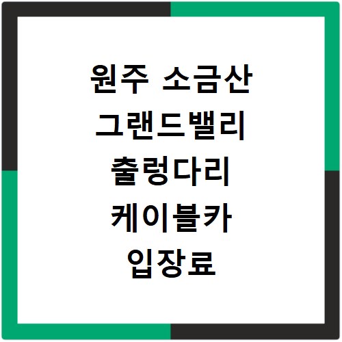 원주 소금산 그랜드밸리 출렁다리 케이블카 입장료 이용 시간 총정리