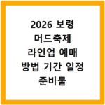 2026 보령 머드축제 라인업 예매 방법 기간 일정 준비물