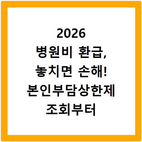 2026 병원비 환급, 놓치면 손해! 본인부담상한제 조회부터 신청까지 완벽 가이드