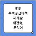 813 주택공급대책 재개발 재건축, 무엇이 달라질까 핵심정리