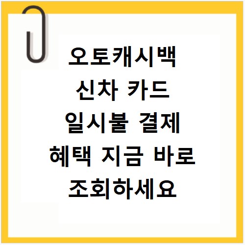 오토캐시백 신차 카드 일시불 결제 혜택 지금 바로 조회하세요