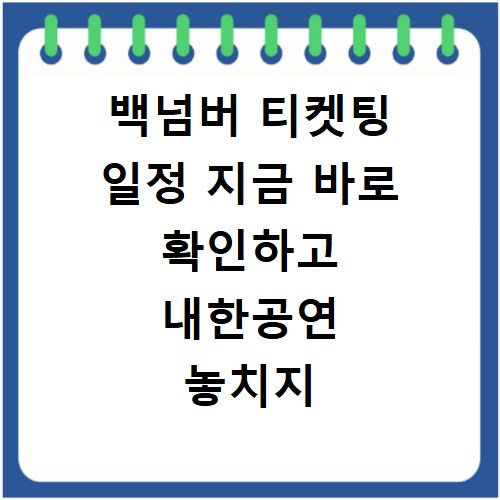 백넘버 티켓팅 일정 지금 바로 확인하고 내한공연 놓치지 마세요