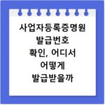 사업자등록증명원 발급번호 확인, 어디서 어떻게 발급받을까