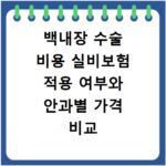 백내장 수술 비용 실비보험 적용 여부와 안과별 가격 비교