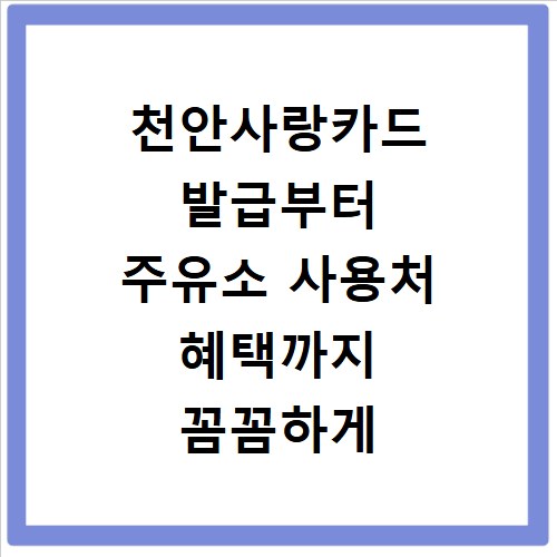 천안사랑카드 발급부터 주유소 사용처 혜택까지 꼼꼼하게 알려드려요