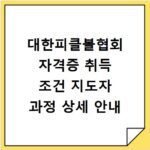 대한피클볼협회 자격증 취득 조건 지도자 과정 상세 안내
