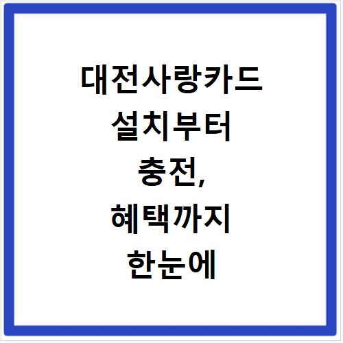 대전사랑카드 설치부터 충전, 혜택까지 한눈에 확인하세요