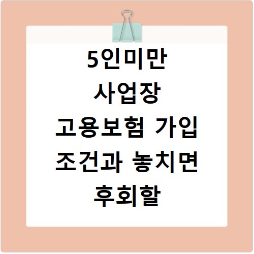 5인미만 사업장 고용보험 가입 조건과 놓치면 후회할 혜택 총정리