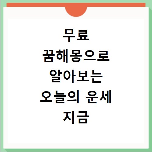 무료 꿈해몽으로 알아보는 오늘의 운세 지금 바로 확인하세요