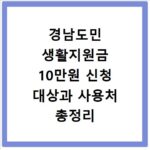 경남도민 생활지원금 10만원 신청 대상과 사용처 총정리