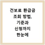 건보료 환급금 조회 방법, 기준과 신청까지 한눈에 확인하세요
