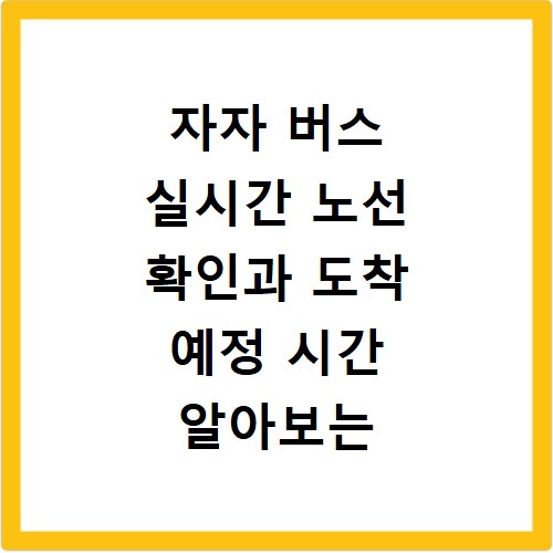 자자 버스 실시간 노선 확인과 도착 예정 시간 알아보는 법
