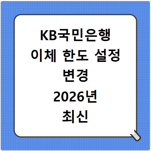 KB국민은행 이체 한도 설정 변경 2026년 최신 방법 알려드려요