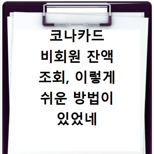 코나카드 비회원 잔액 조회, 이렇게 쉬운 방법이 있었네