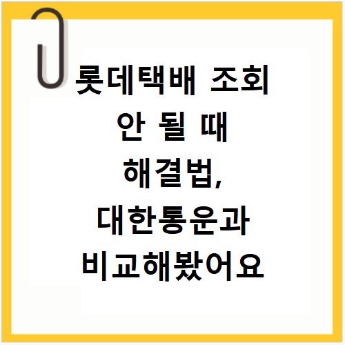 롯데택배 조회 안 될 때 해결법, 대한통운과 비교해봤어요
