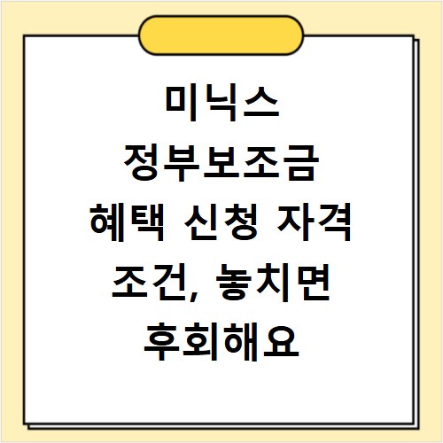 미닉스 정부보조금 혜택 신청 자격 조건, 놓치면 후회해요