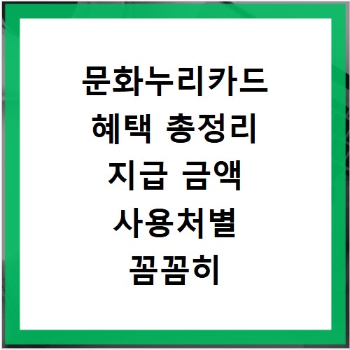 문화누리카드 혜택 총정리 지급 금액 사용처별 꼼꼼히 확인하세요