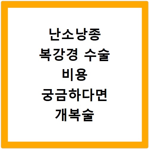 난소낭종 복강경 수술 비용 궁금하다면 개복술 가격 비교 후기