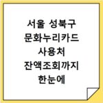 서울 성북구 문화누리카드 사용처 잔액조회까지 한눈에 확인하기