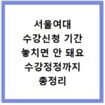 서울여대 수강신청 기간 놓치면 안 돼요 수강정정까지 총정리