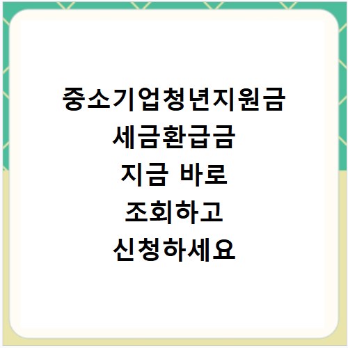 중소기업청년지원금 세금환급금 지금 바로 조회하고 신청하세요