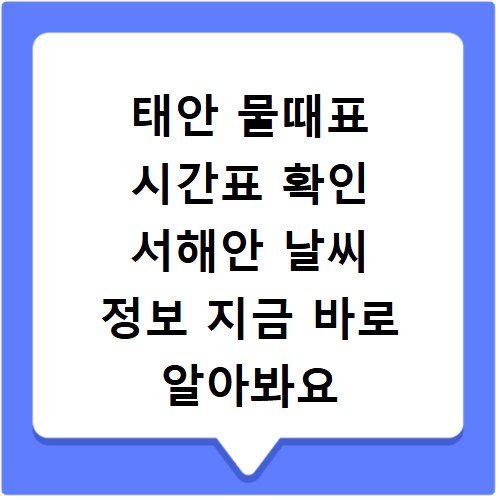 태안 물때표 시간표 확인 서해안 날씨 정보 지금 바로 알아봐요