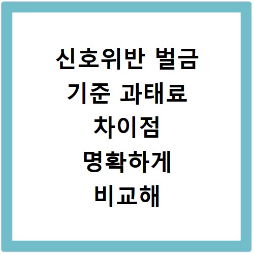 신호위반 벌금 기준 과태료 차이점 명확하게 비교해 드립니다