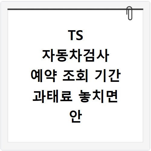 TS 자동차검사 예약 조회 기간 과태료 놓치면 안 되는 이유