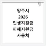 양주시 2026 민생지원금 피해지원금 사용처 어디까지 될까