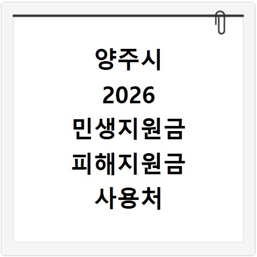양주시 2026 민생지원금 피해지원금 사용처 어디까지 될까