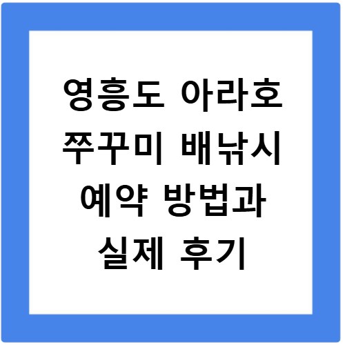 영흥도 아라호 쭈꾸미 배낚시 예약 방법과 실제 후기