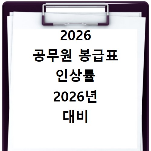 2026 공무원 봉급표 인상률 2026년 대비 상세 조회 방법
