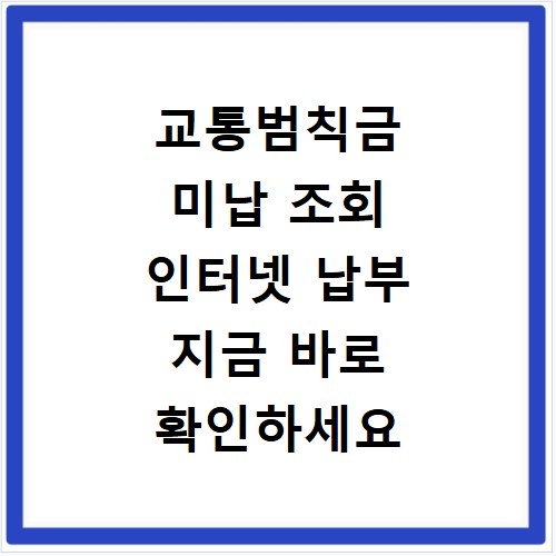 교통범칙금 미납 조회 인터넷 납부 지금 바로 확인하세요