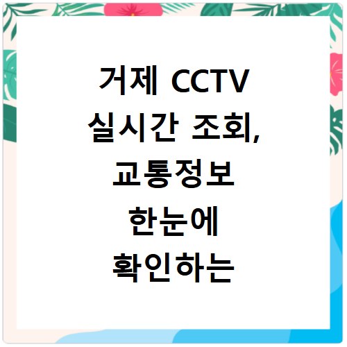 거제 CCTV 실시간 조회, 교통정보 한눈에 확인하는 방법