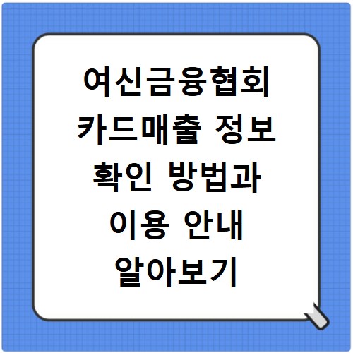 여신금융협회 카드매출 정보 확인 방법과 이용 안내 알아보기