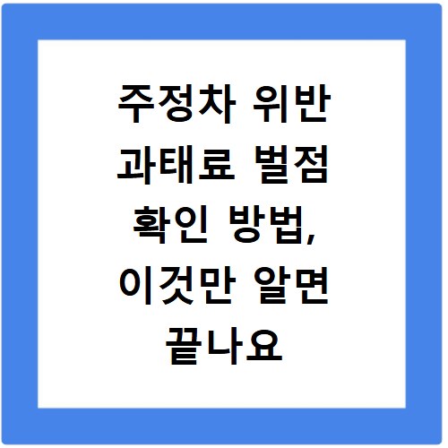 주정차 위반 과태료 벌점 확인 방법, 이것만 알면 끝나요