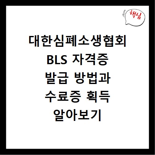 대한심폐소생협회 BLS 자격증 발급 방법과 수료증 획득 알아보기
