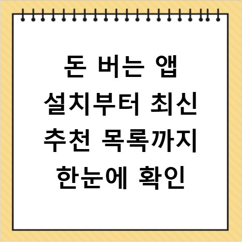 돈 버는 앱 설치부터 최신 추천 목록까지 한눈에 확인