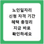 노인일자리 신청 자격 기간 혜택 총정리 지금 바로 확인하세요