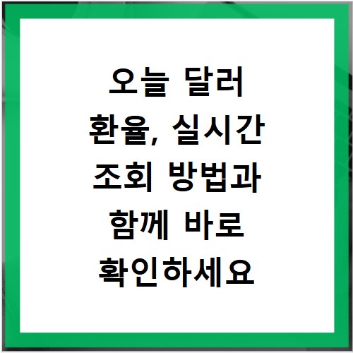 오늘 달러 환율, 실시간 조회 방법과 함께 바로 확인하세요