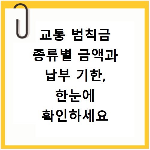교통 범칙금 종류별 금액과 납부 기한, 한눈에 확인하세요
