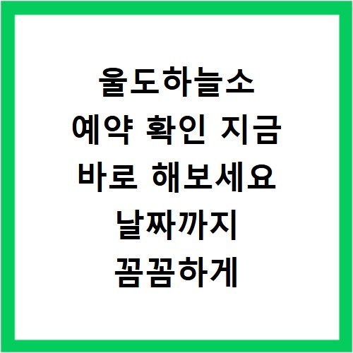 울도하늘소 예약 확인 지금 바로 해보세요 날짜까지 꼼꼼하게